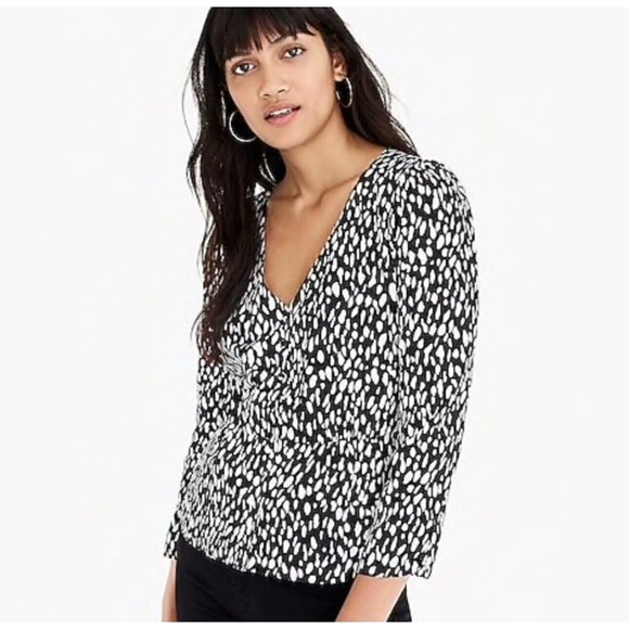 J. Crew‎ Size 14 T Long Sleeve Peplum Top Satin Crepe Button Front Career Office - Picture 3 of 16